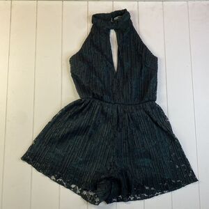 Charlotte Russe Emerald Green‎ Lace One Piece Dressy Romper Medium Choker